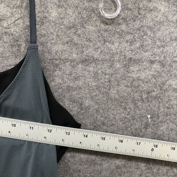 Gap Fit Active Tank Top Womens S Built In Bra Layered Cinch Hem Gray Black - Picture 9 of 9